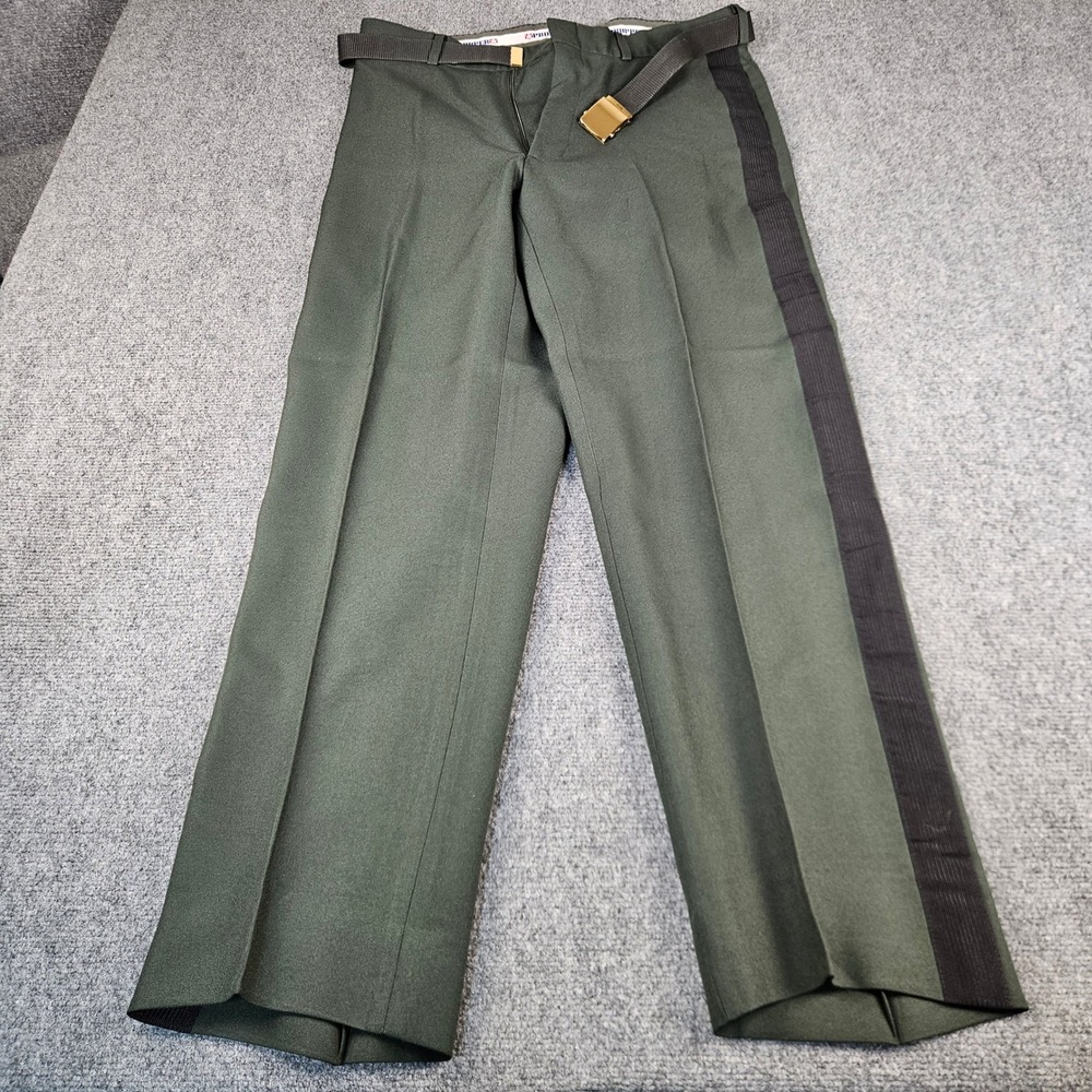 Propper US Army Officer Trousers Green 491 Black Stripe Mens 35R‎ Made in USA